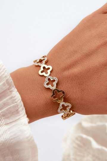 Damesarmband versierd met cubic zirconia van roestvrij staal in gouden kleur