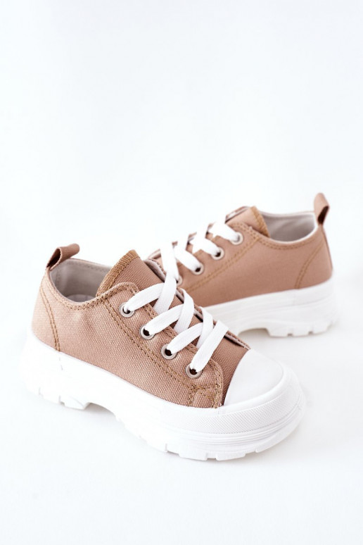 Vrijetijdsschoenen voor kinderen met platform beige Travel Time