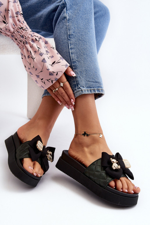 Dames Slippers met linten i teddyberenm zInart Katterina