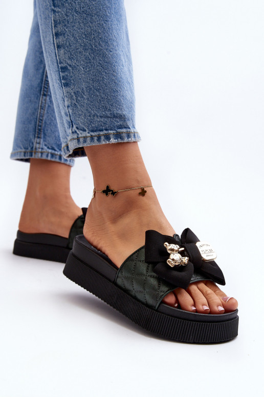 Dames Slippers met linten i teddyberenm zInart Katterina