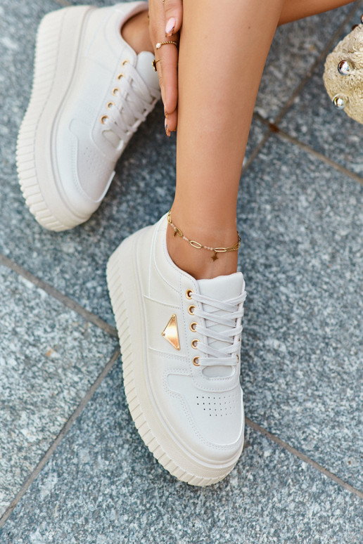 Sneakers model schoenen Dames van ecoleer met platform ivoor Chrisstin