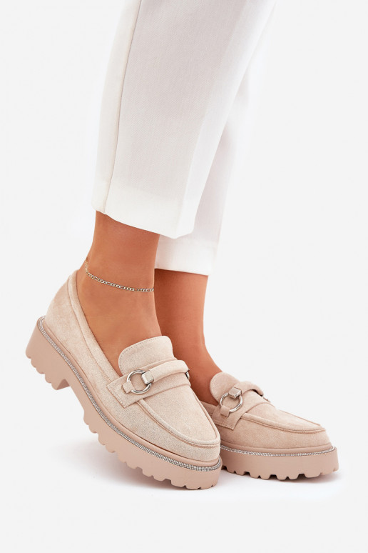 dames mocassins Versierd Cyrkoniami beige Patina