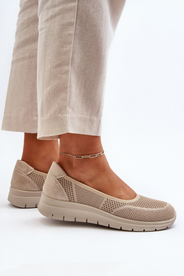 Ballerinas met platform I Koturnie beige Aviaba 2