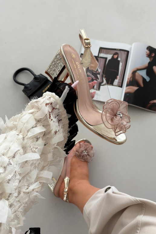 sandalen met hakken met ornamenten D&A MR52-238 gouden kleur