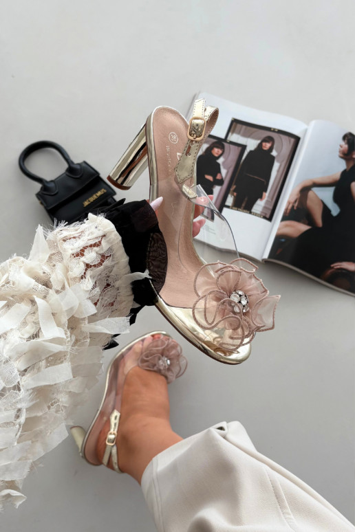 sandalen met hakken met ornamenten I Kryształkami D&A MR52-236 gouden kleur