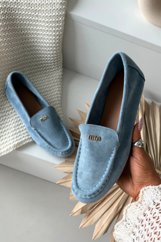 dames mocassinsKleinm gouden kleurm Detalem blauIn Sarivelle