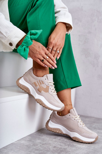 Dames sportschoenen met riemen beige Tolea