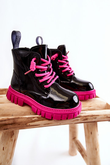 met lakeffect opInarmen Laarzen ZInart en-roze Heidi 2
