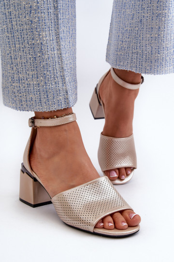 Dames sandalen met hakken van ecoleer gouden kleur Horissa