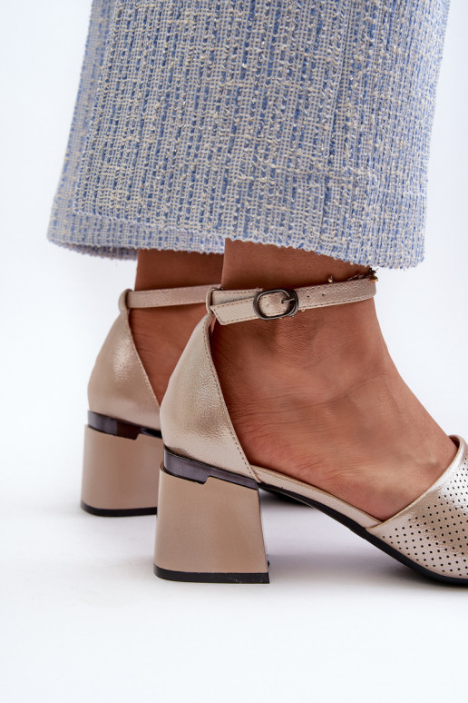 Dames sandalen met hakken van ecoleer gouden kleur Horissa