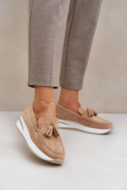 Mocassins Op Delicaatm Koturnie van eco-suèdeoIne beige Challavia