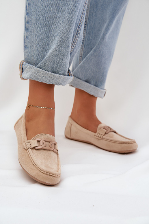 Dames Eko Suède mocassins met ornamenten beige Seathra
