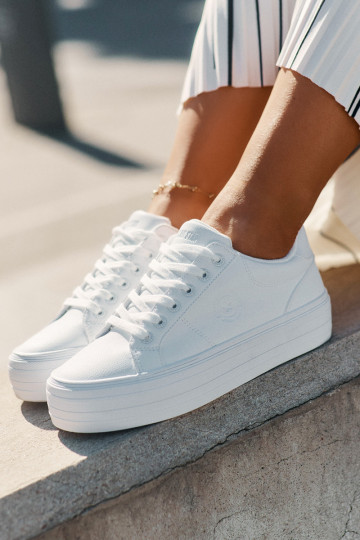 Kunstlederen casual schoenen met platform Big Star RR274298 witte kleur