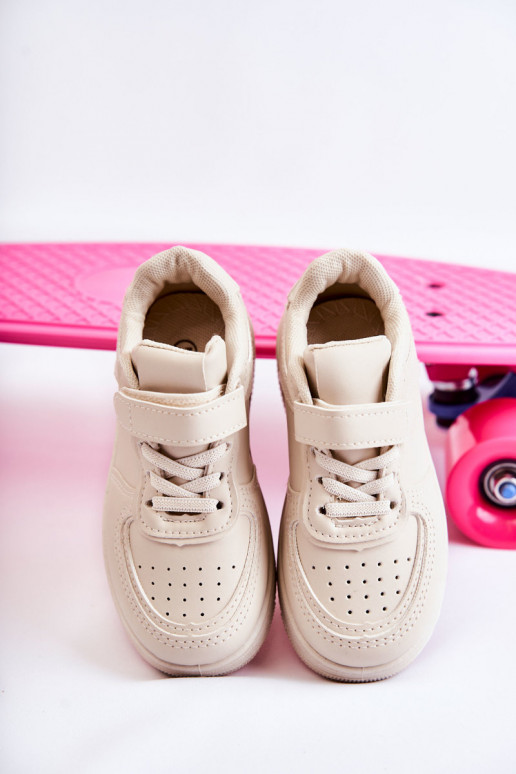 Sportschoenen voor kinderen met zelfklevende bevestigingsmiddelen beige Elike