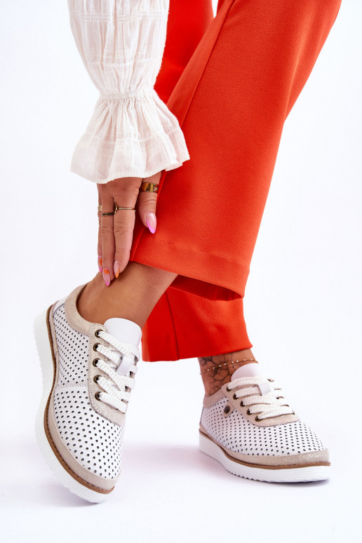 In de mode Leer OpengeInerkte schoenen Sportieve stijl INit-gouden kleur Cantare