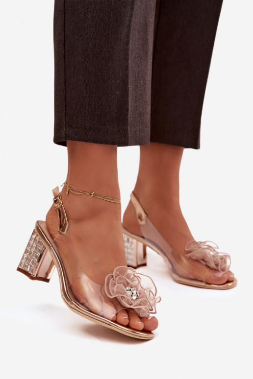 sandalen met hakken met ornamenten D&A MR52-238 rosé gouden kleur