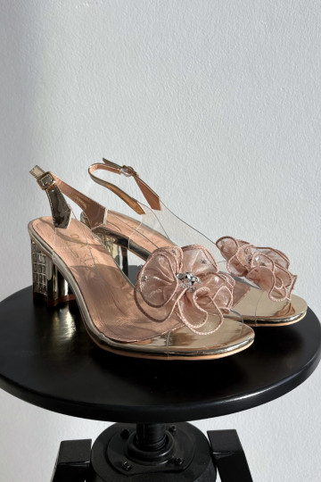 sandalen met hakken met ornamenten D&A MR52-238 gouden kleur