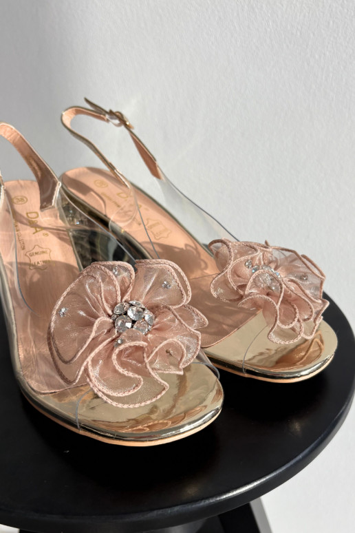 sandalen met hakken met ornamenten D&A MR52-238 gouden kleur