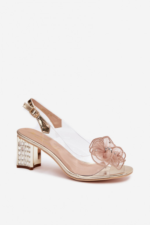 sandalen met hakken met ornamenten D&A MR52-238 gouden kleur