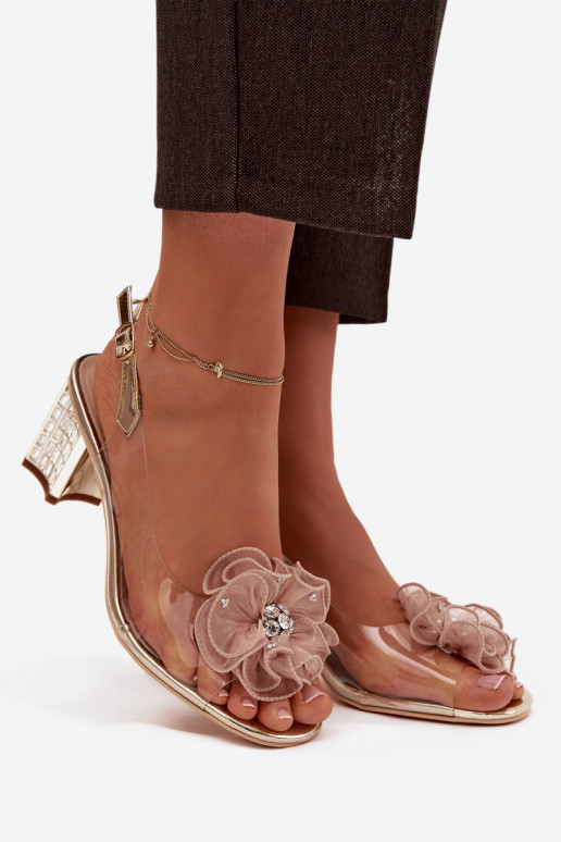 sandalen met hakken met ornamenten D&A MR52-238 gouden kleur