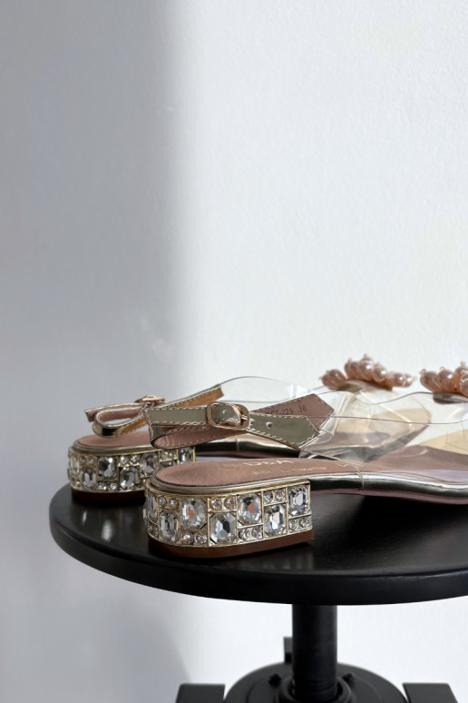 Perregimi sandalen Op een lage hak Met sierlijki Detalami D&A MR52-229 gouden kleur