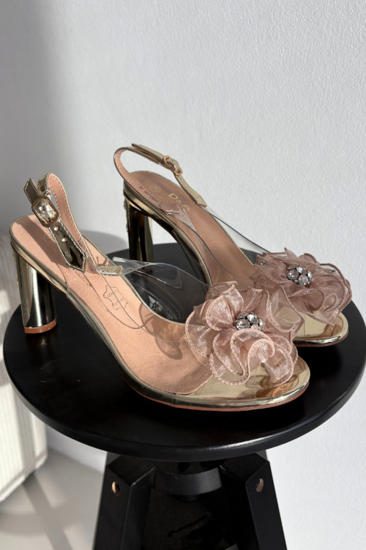 sandalen met hakken met ornamenten I Kryształkami D&A MR52-236 gouden kleur