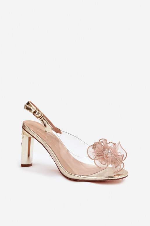 sandalen met hakken met ornamenten I Kryształkami D&A MR52-236 gouden kleur