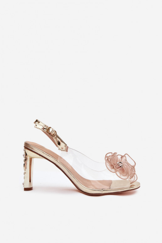 sandalen met hakken met ornamenten I Kryształkami D&A MR52-236 gouden kleur