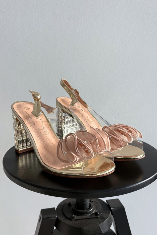 sandalen met hakken met glanzende gaten D&A MR52-237 gouden kleur