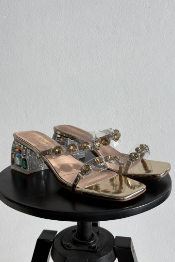 Dames slippers met glinsterende steentjes D&A MR1037-02 goud