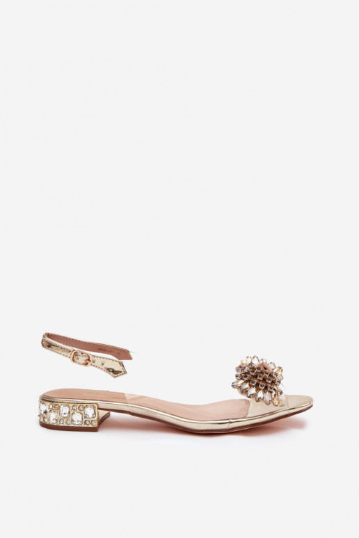 Perregimi sandalen met linten D&A MR52-231 gouden kleur