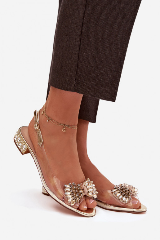 Perregimi sandalen met linten D&A MR52-231 gouden kleur