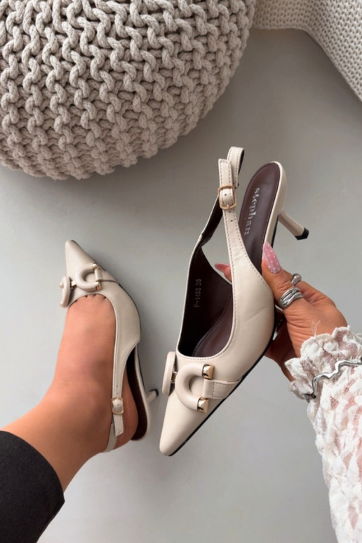 Dames sandalen met dunne hakken Met sierlijk Detalem ivoor Brienne