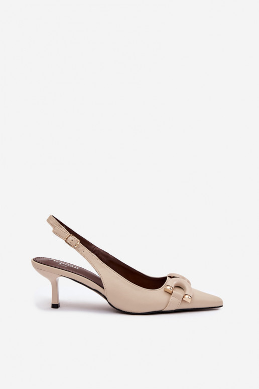 Dames sandalen met dunne hakken Met sierlijk Detalem ivoor Brienne