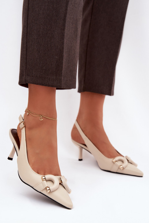 Dames sandalen met dunne hakken Met sierlijk Detalem ivoor Brienne