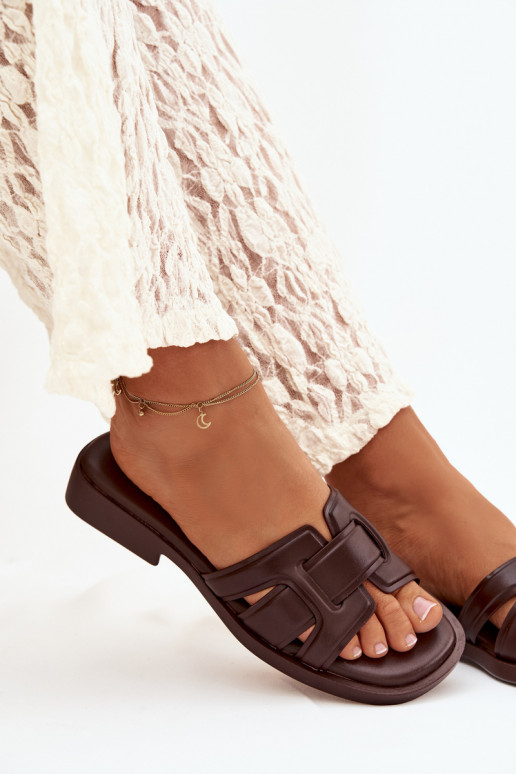 Damespantoffels met brede hakken CzekoladoIne Lorania