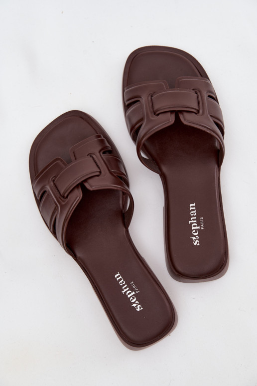 Damespantoffels met brede hakken CzekoladoIne Lorania