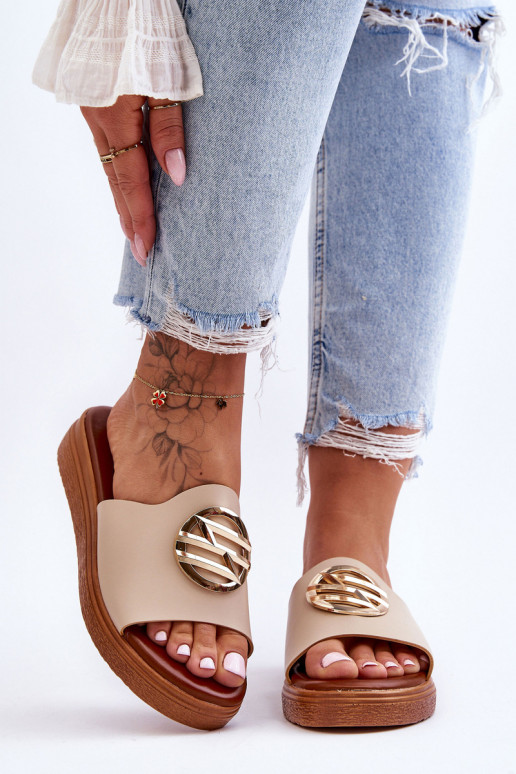 Dames Slippers met ornamenten beige Secrets