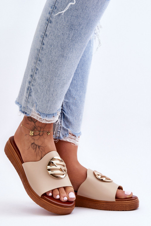 Dames Slippers met ornamenten beige Secrets