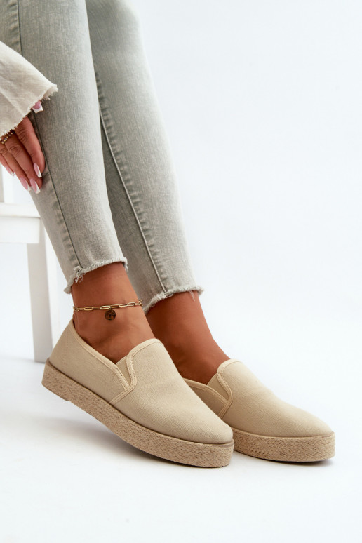 Espadrilles met platform beige Oploenma