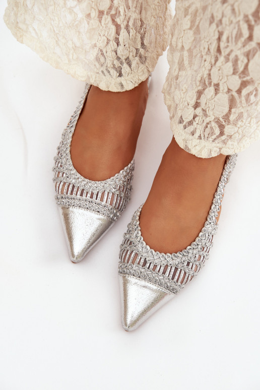 Dames sandalen Met Vlecht Op Klok zilvere kleur Nivorra