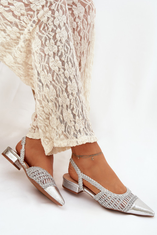 Dames sandalen Met Vlecht Op Klok zilvere kleur Nivorra