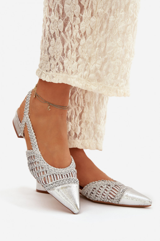 Dames sandalen Met Vlecht Op Klok zilvere kleur Nivorra