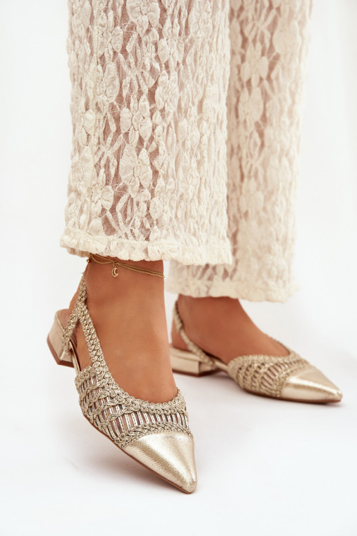 Dames sandalen Met Vlecht Op Klok gouden kleur Nivorra