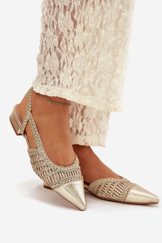 Dames sandalen Met Vlecht Op Klok gouden kleur Nivorra