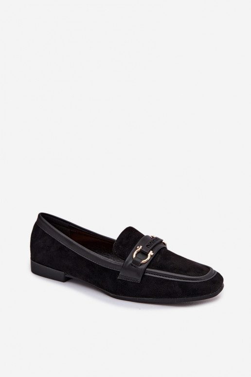 Dames mocassins met mooie elementen, zwart Evelora