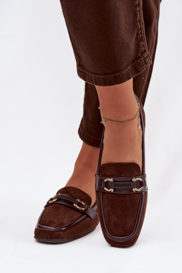 Dames mocassins met mooie elementen, chocoladebruin Evelora 2