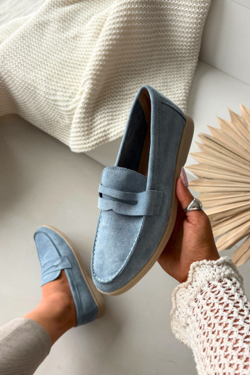 Dames mocassins van kunstsuède, blauw Renelia 2