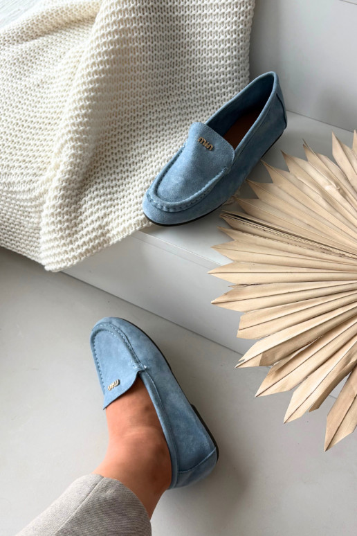 dames mocassinsKleinm gouden kleurm Detalem blauIn Sarivelle