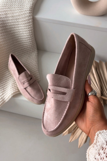 Dames mocassins van kunstsuède, roze Renelia